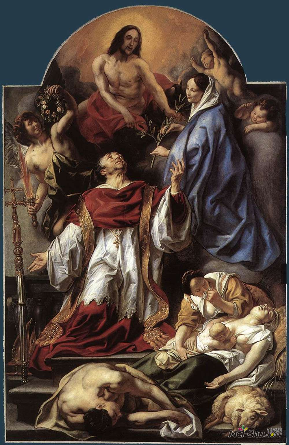雅各布布·乔登斯(Jacob Jordaens)高清作品《圣查尔斯关心米兰的瘟疫受害者》