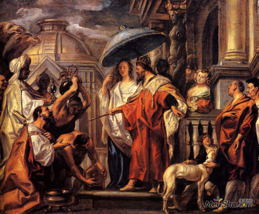 雅各布布·乔登斯(Jacob Jordaens)高清作品《将哈里发哈伦拉希德致敬查理曼》