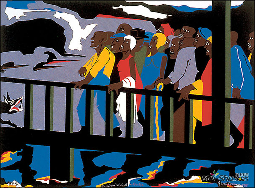 雅各布布·劳伦斯(Jacob Lawrence)高清作品《在桥上对峙的系列不是洛伊的歌》