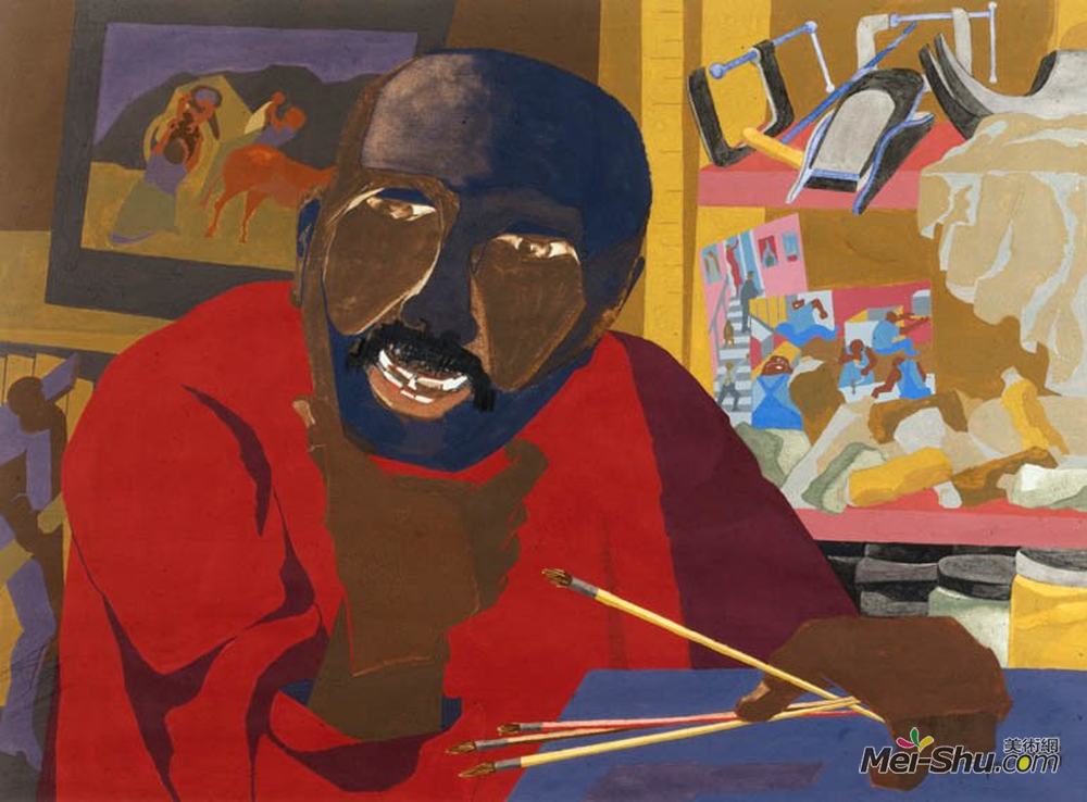 雅各布布·劳伦斯(Jacob Lawrence)高清作品《自画像》