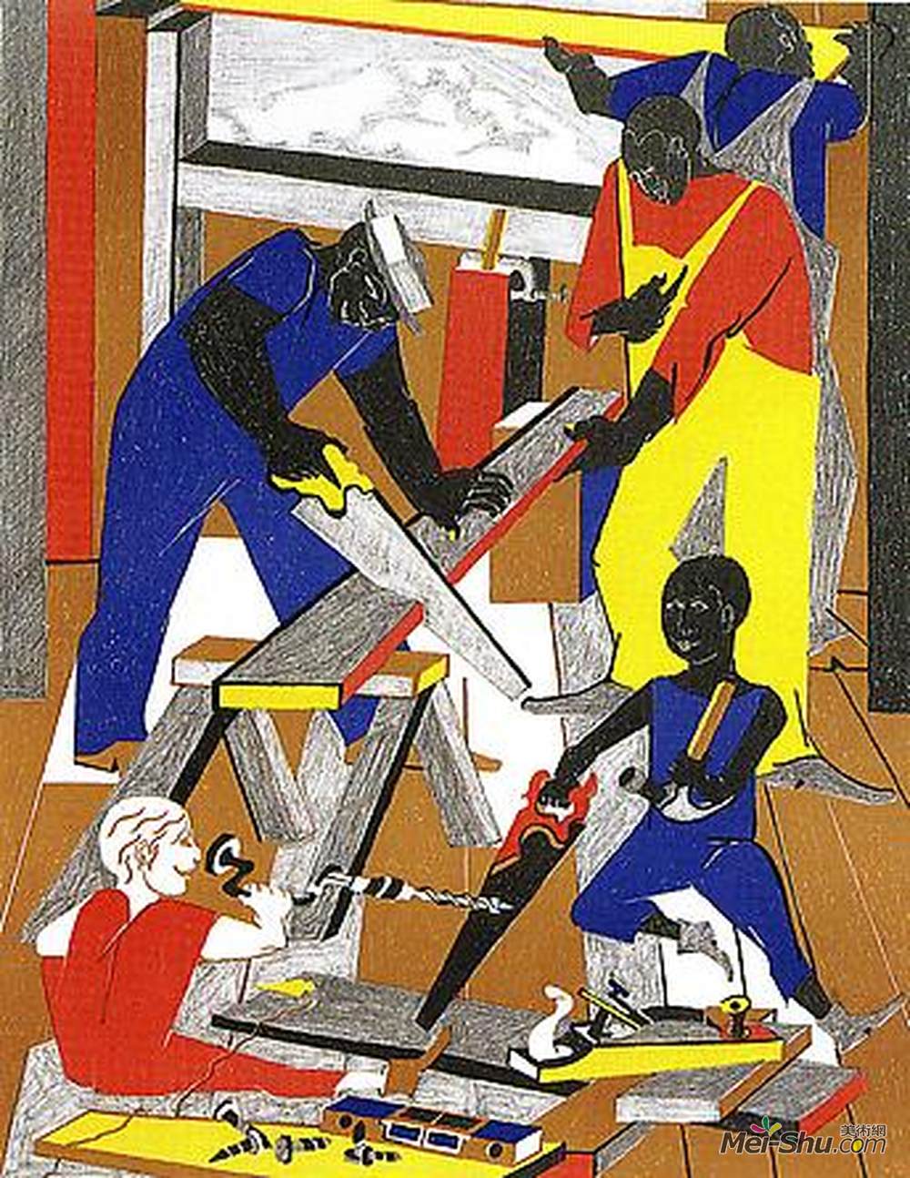 雅各布布·劳伦斯(Jacob Lawrence)高清作品《车间（建筑商1）》