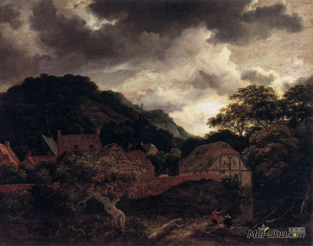 雅各布布·凡·雷斯达尔(Jacob van Ruisdael)高清作品《林缘村》