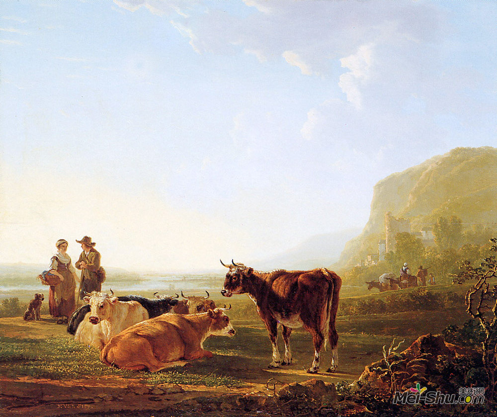 雅各布伯范斯特里(Jacob van Strij)高清作品《休眠奶牛的景观》