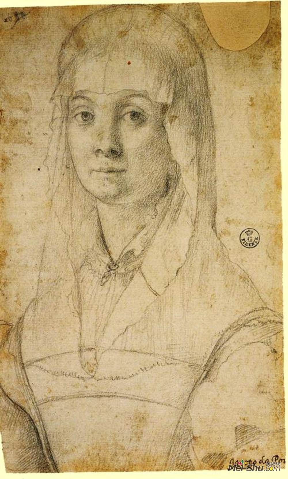 雅各布布·达·蓬托尔莫(Jacopo Pontormo)高清作品《Study of a Woman, possibly Maria Salviati》