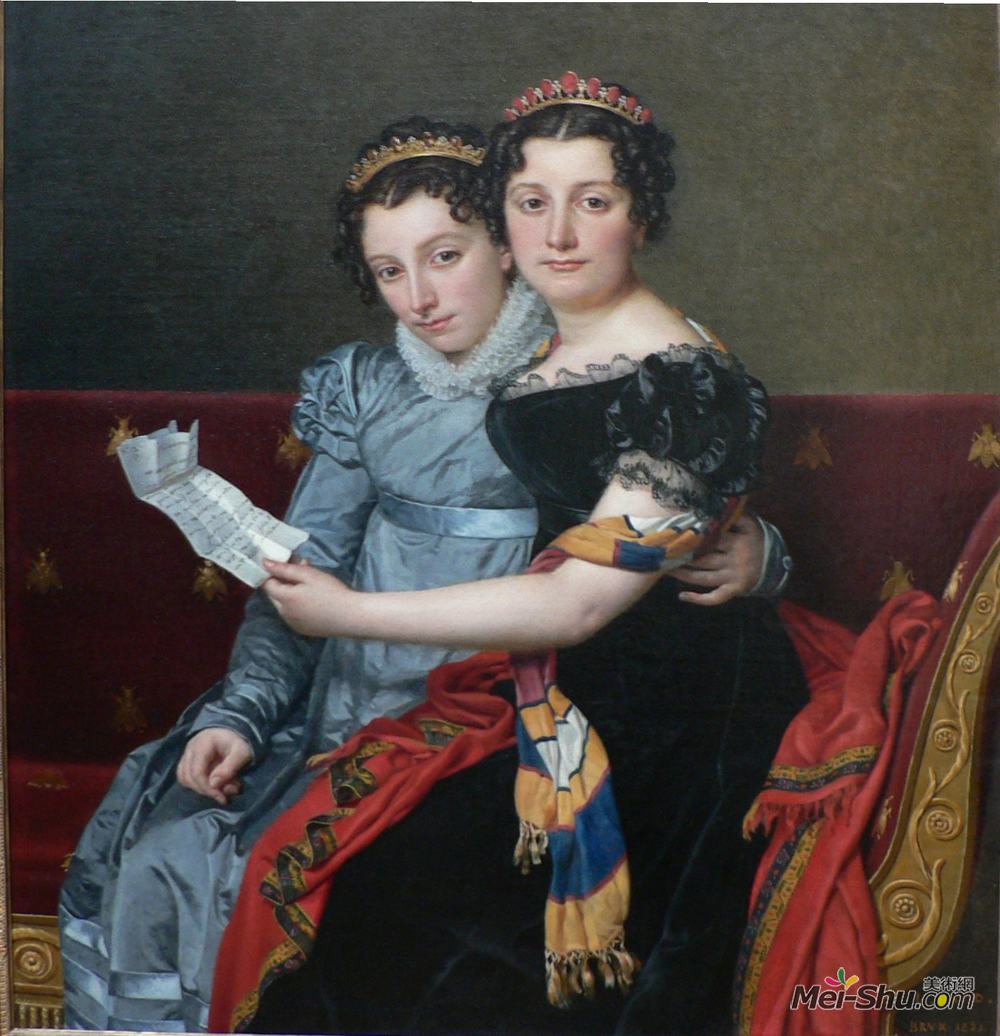 雅克-路易·大卫(Jacques-Louis David)高清作品《The Sisters  Zenaide and Charlotte-Bonaparte》