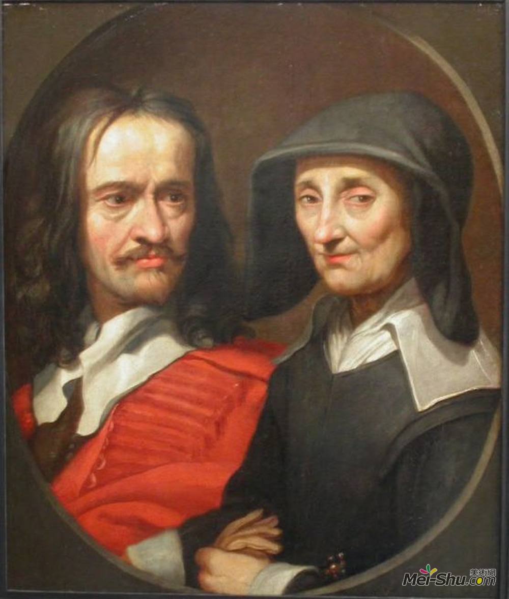 雅克斯·特拉(Jacques Stella)高清作品《Portrait of Jacques Stella and her mother, Claudine de Masso》