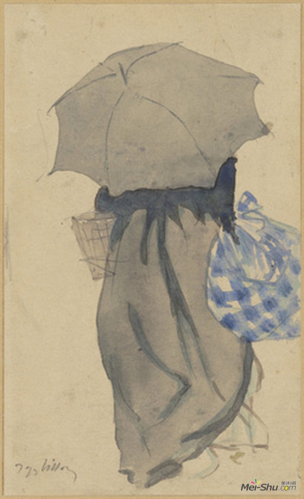 雅克·维隆(Jacques Villon)高清作品《带伞的女人》