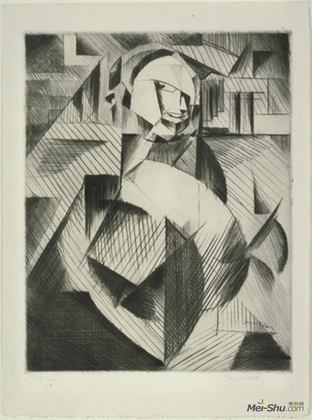 雅克·维隆(Jacques Villon)高清作品《Portrait of an Actor (F&élix Barr&é)》