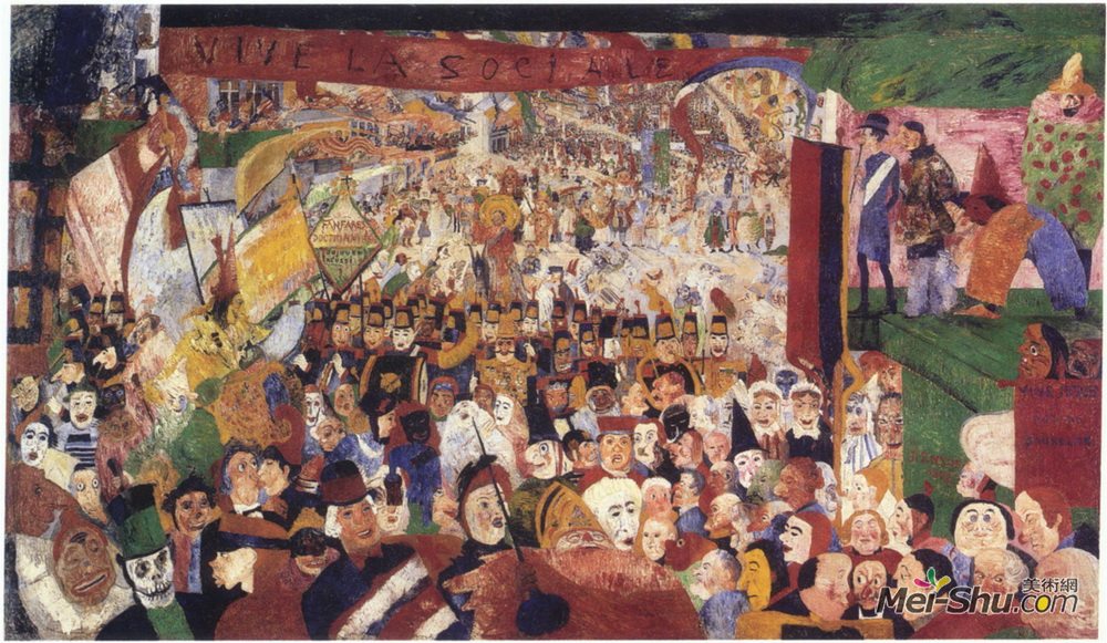 詹姆斯·恩索尔(James Ensor)高清作品《基督在1889进入布鲁塞尔》