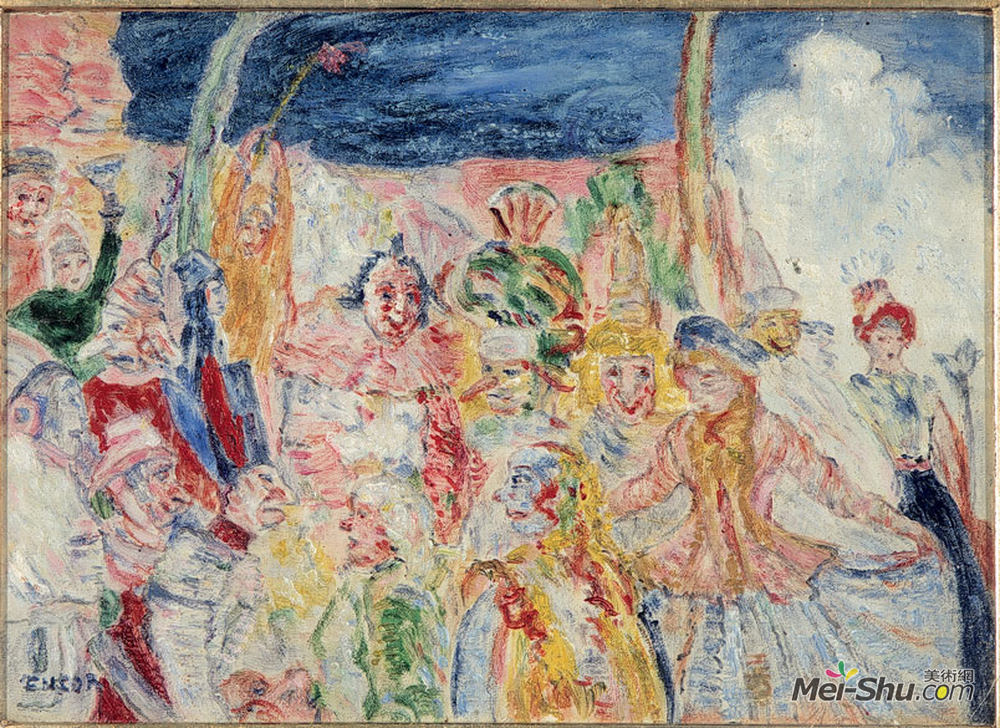 詹姆斯·恩索尔(James Ensor)高清作品《口罩》
