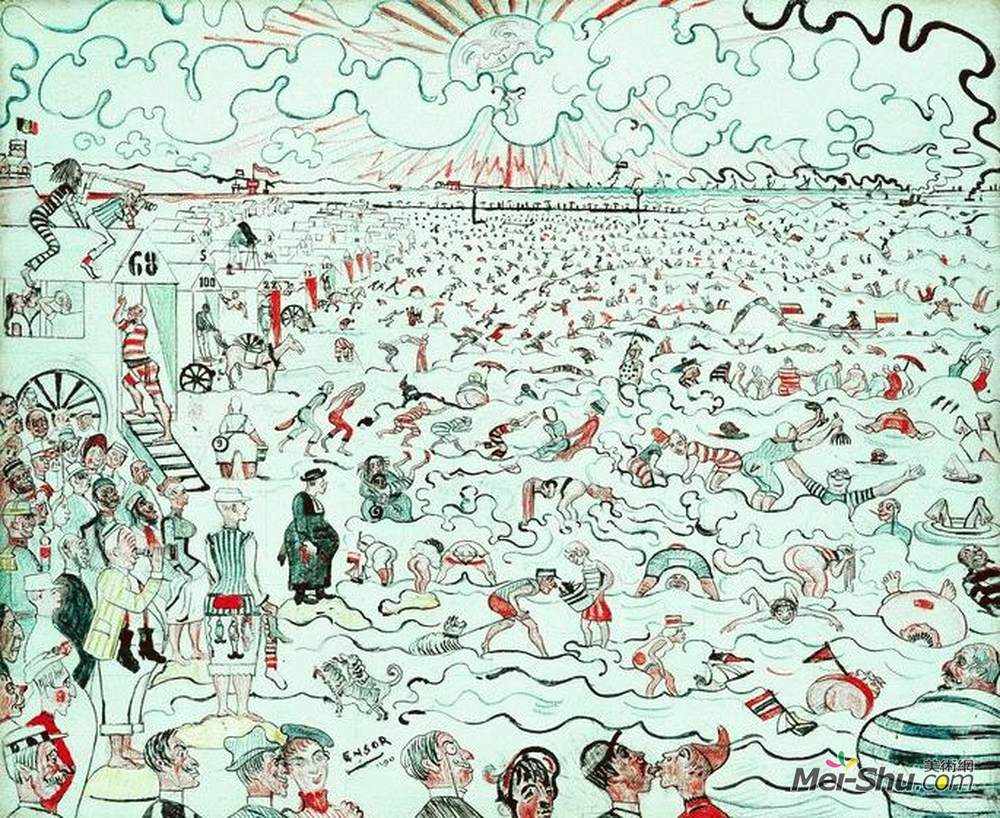 詹姆斯·恩索尔(James Ensor)高清作品《奥斯坦德的澡堂》