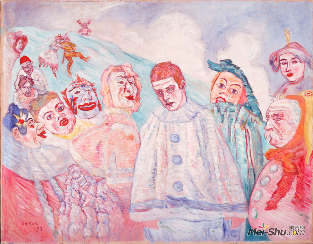 詹姆斯·恩索尔(James Ensor)高清作品《绝望中的皮埃罗或皮埃罗绝望（第二版）》