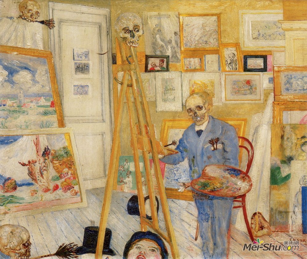 詹姆斯·恩索尔(James Ensor)高清作品《骷髅画家》