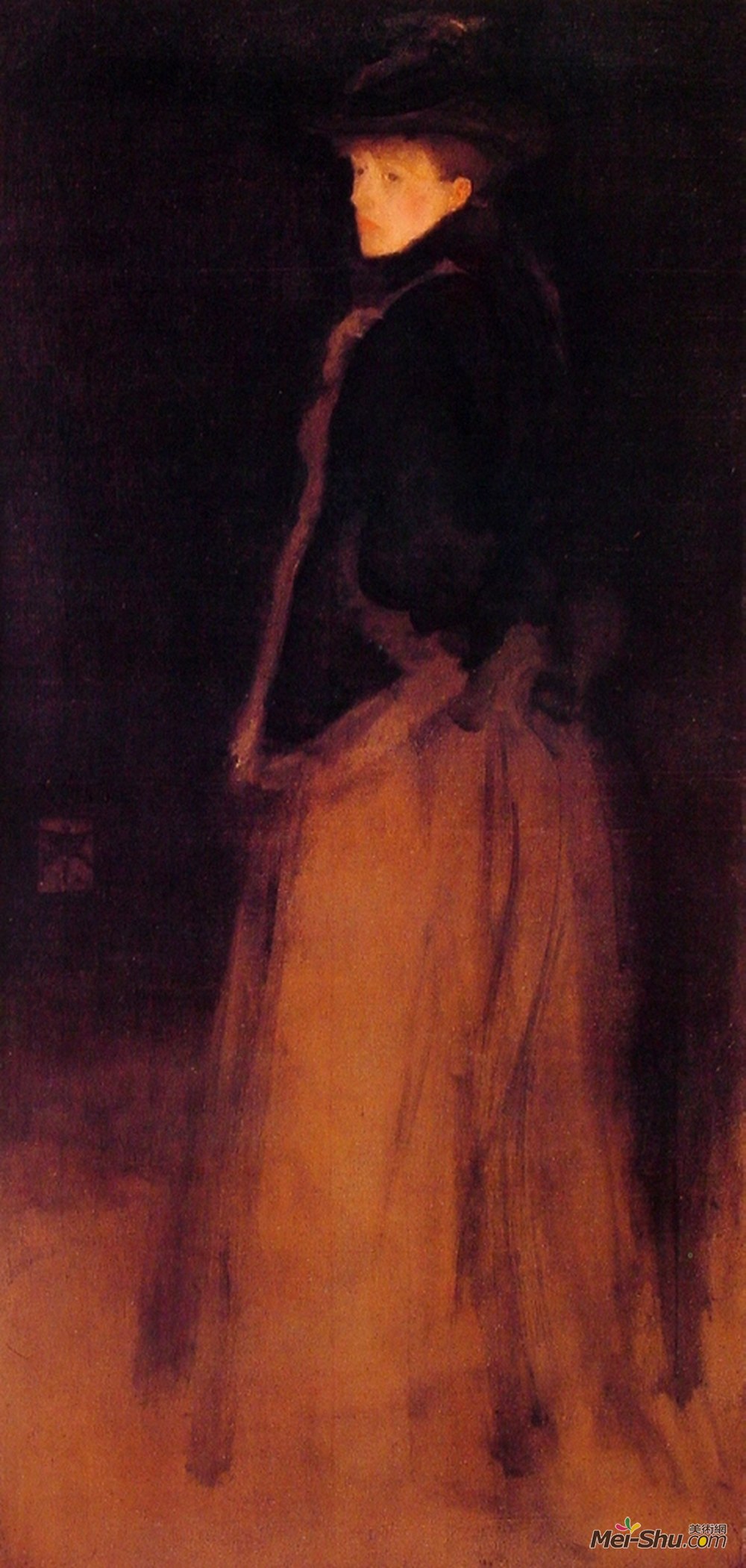 詹姆斯·阿博特·麦克尼尔·惠斯勒(James McNeill Whistler)高清作品《黑色和棕色的安排：毛皮夹克》