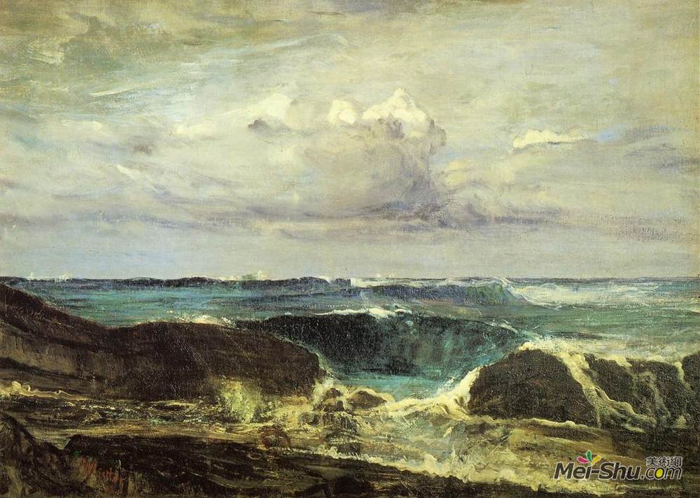 詹姆斯·阿博特·麦克尼尔·惠斯勒(James McNeill Whistler)高清作品《蓝色与银色——比亚里茨蓝波》