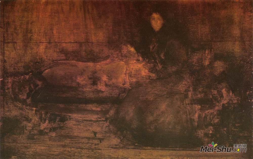 詹姆斯·阿博特·麦克尼尔·惠斯勒(James McNeill Whistler)高清作品《棕色与金色：伊甸园夫人的画像》