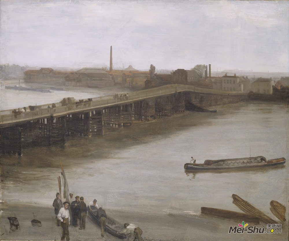 詹姆斯·阿博特·麦克尼尔·惠斯勒(James McNeill Whistler)高清作品《棕色和银色：旧巴特海桥》