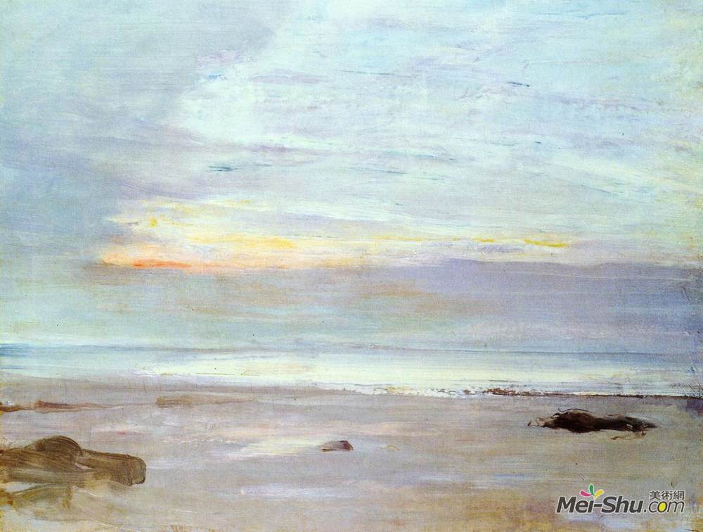 詹姆斯·阿博特·麦克尼尔·惠斯勒(James McNeill Whistler)高清作品《Crepuscule in Opal Trouville》