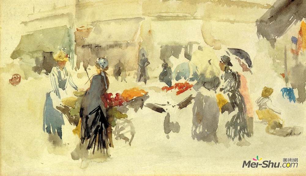 詹姆斯·阿博特·麦克尼尔·惠斯勒(James McNeill Whistler)高清作品《花卉市场》