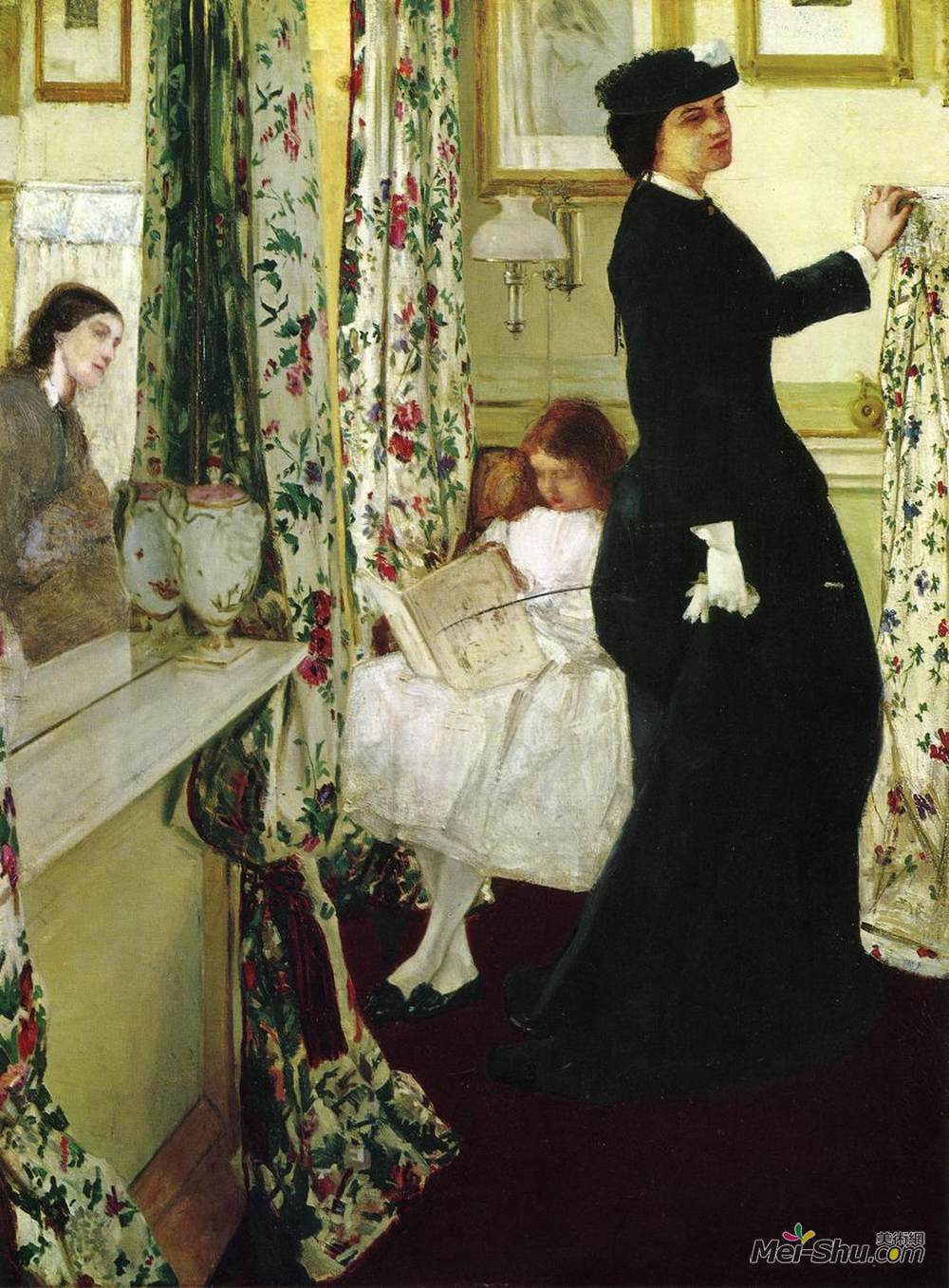 詹姆斯·阿博特·麦克尼尔·惠斯勒(James McNeill Whistler)高清作品《绿色与玫瑰的和谐：音乐室》