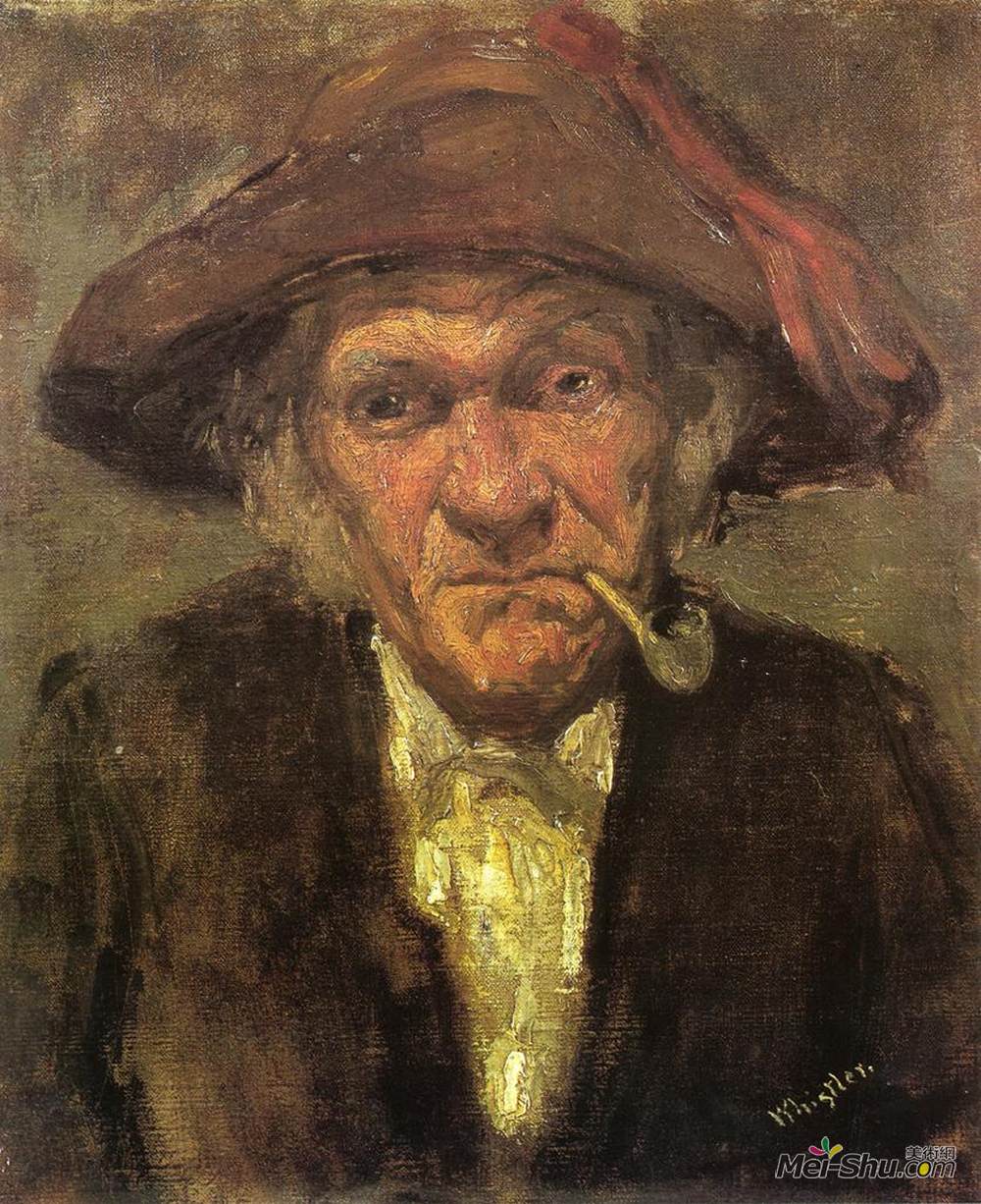 詹姆斯·阿博特·麦克尼尔·惠斯勒(James McNeill Whistler)高清作品《男人抽烟斗》