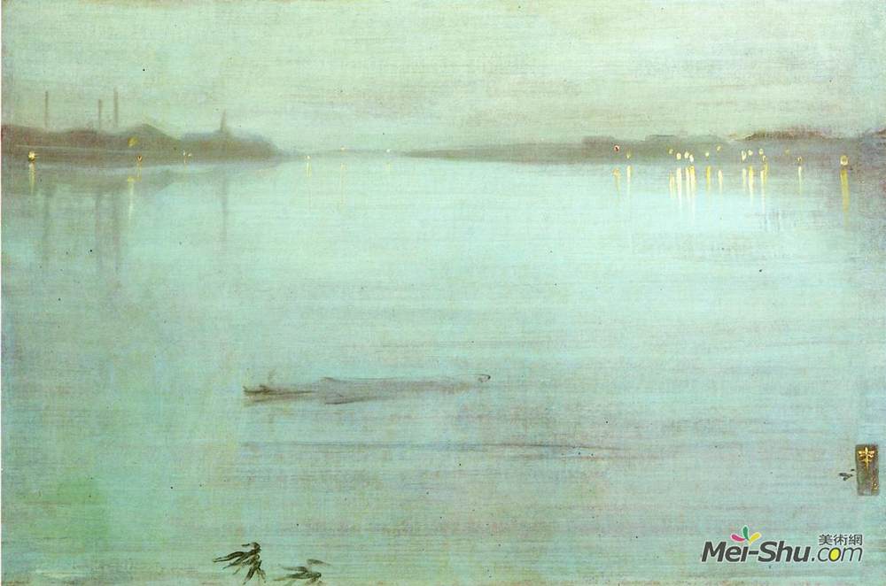 詹姆斯·阿博特·麦克尼尔·惠斯勒(James McNeill Whistler)高清作品《夜间，蓝色和银色：切尔西》