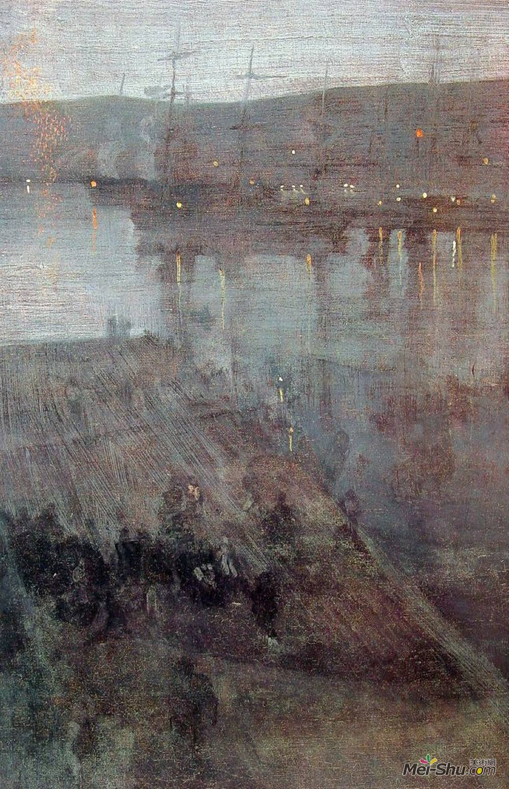詹姆斯·阿博特·麦克尼尔·惠斯勒(James McNeill Whistler)高清作品《魔腾在蓝色和金色的瓦尔帕莱索湾》