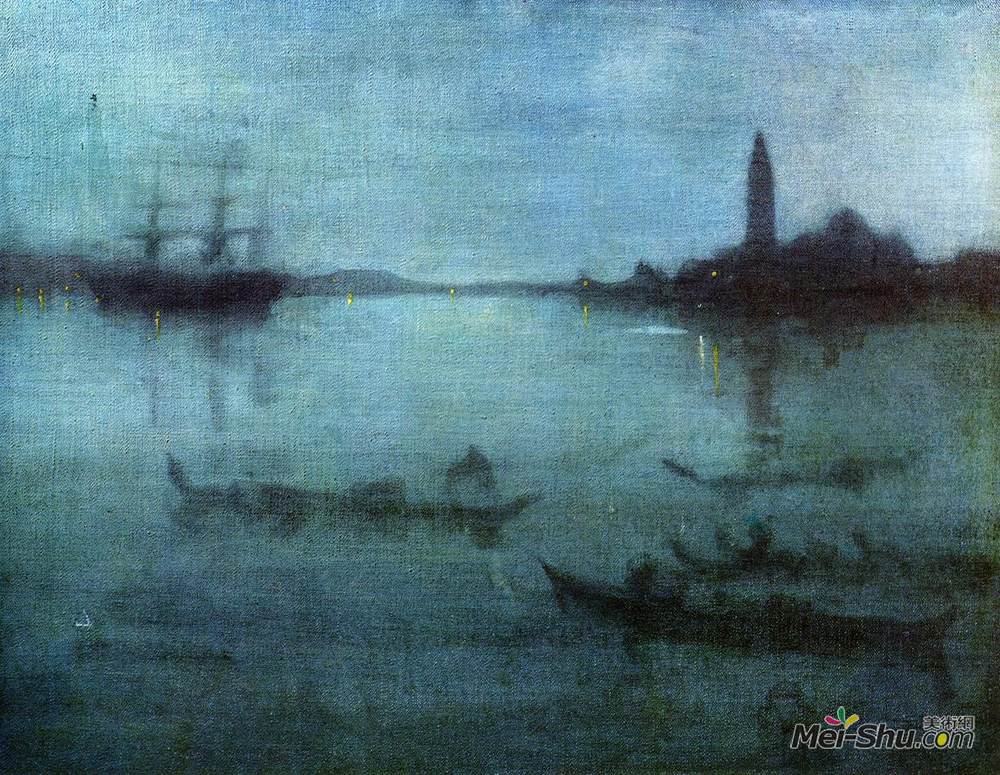 詹姆斯·阿博特·麦克尼尔·惠斯勒(James McNeill Whistler)高清作品《魔腾在蓝色和银色，潟湖，威尼斯》