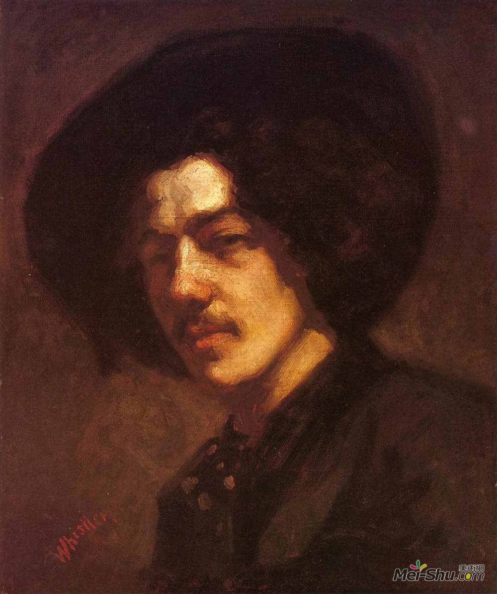 詹姆斯·阿博特·麦克尼尔·惠斯勒(James McNeill Whistler)高清作品《戴帽子的惠斯勒肖像》
