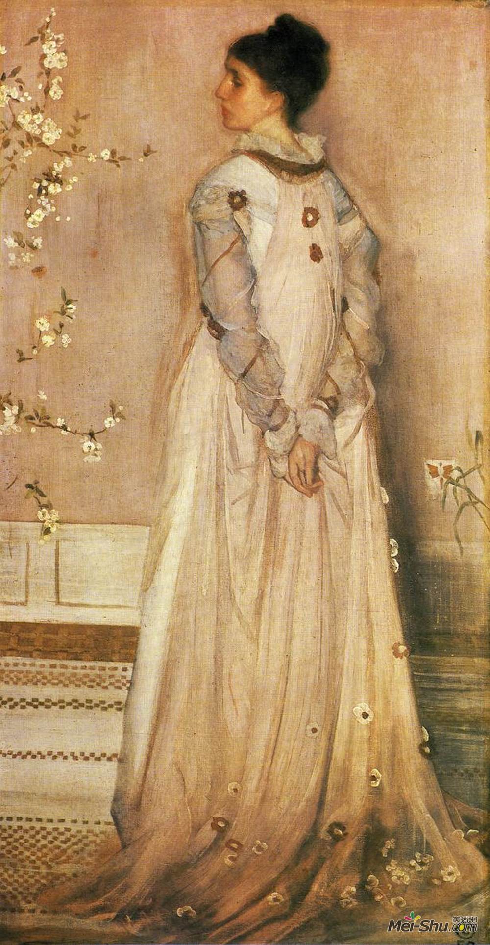 詹姆斯·阿博特·麦克尼尔·惠斯勒(James McNeill Whistler)高清作品《肉色和粉红色交响曲：弗朗西斯夫人的肖像》