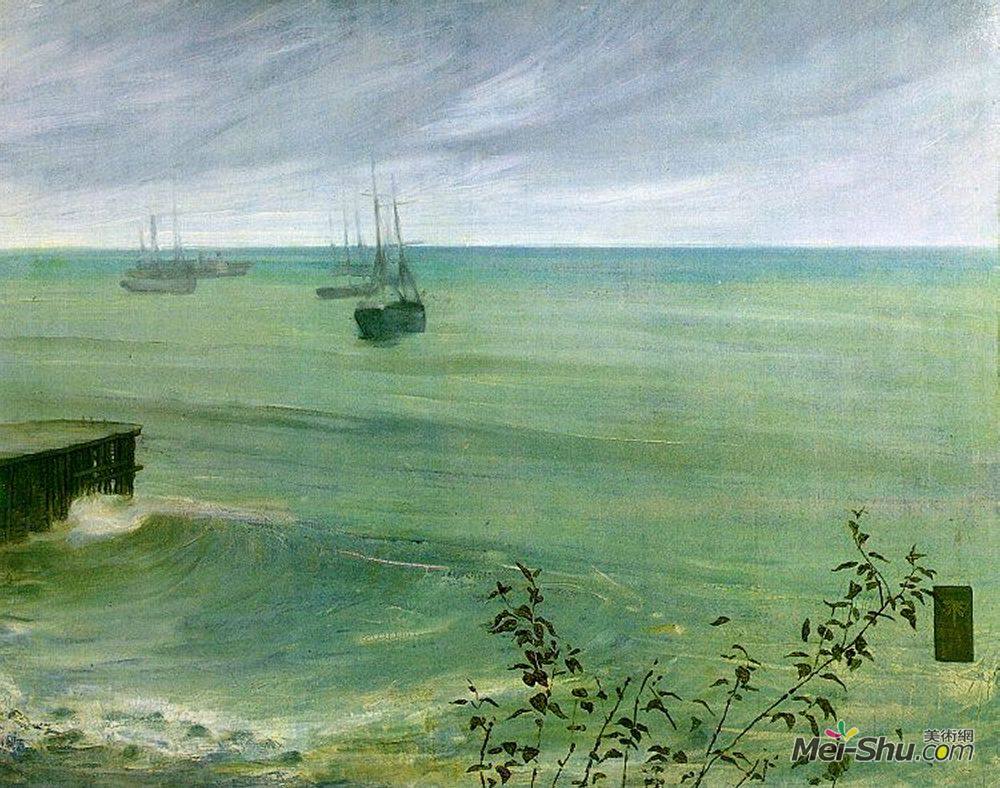 詹姆斯·阿博特·麦克尼尔·惠斯勒(James McNeill Whistler)高清作品《灰色与绿色交响曲：海洋》