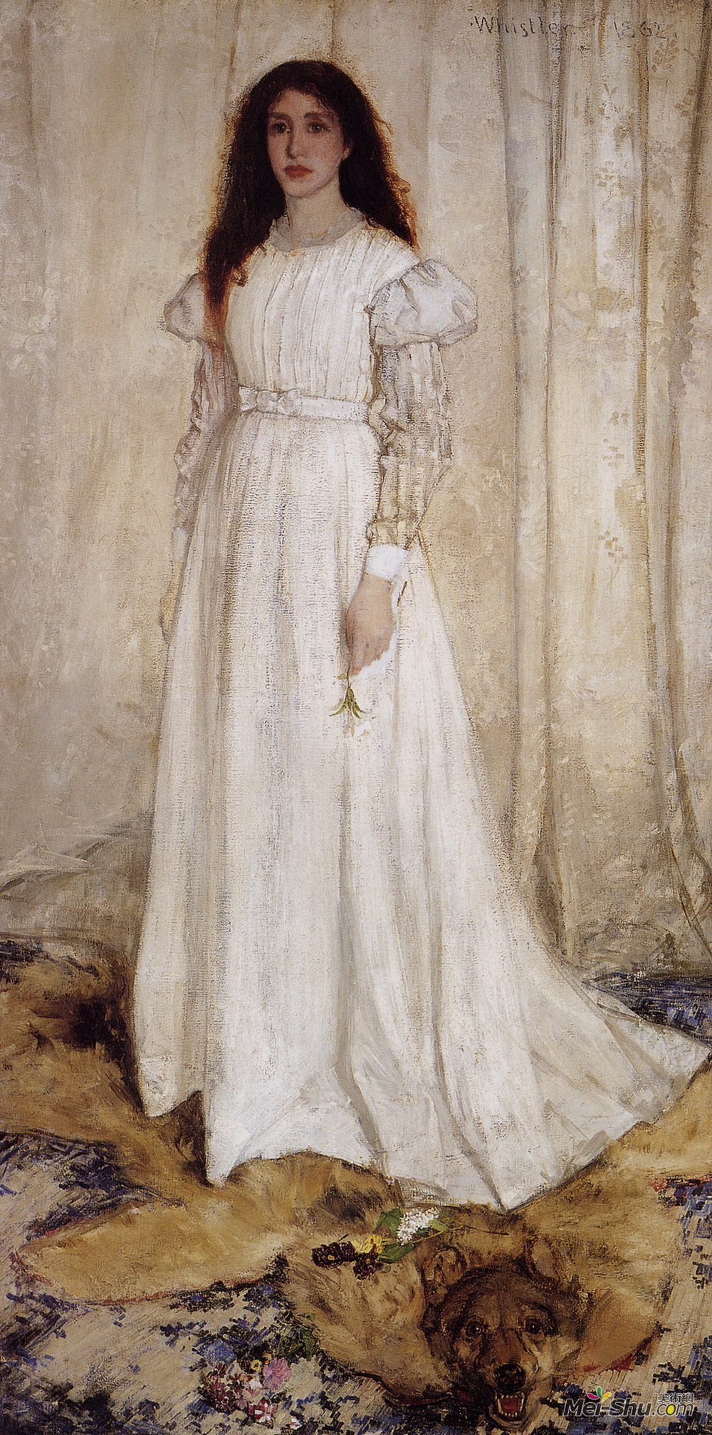 詹姆斯·阿博特·麦克尼尔·惠斯勒(James McNeill Whistler)高清作品《《白色第一交响曲》：乔安娜的白人女孩肖像》
