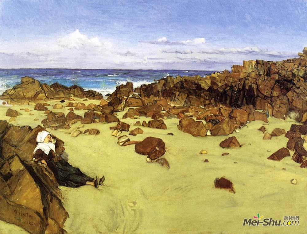 詹姆斯·阿博特·麦克尼尔·惠斯勒(James McNeill Whistler)高清作品《布列塔尼海岸（又名潮人）》