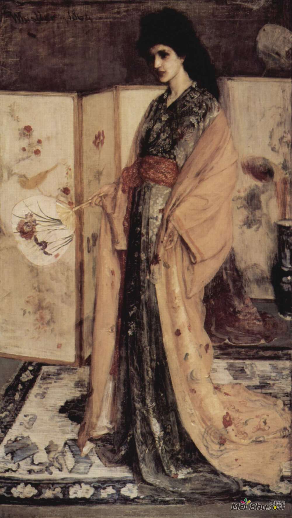詹姆斯·阿博特·麦克尼尔·惠斯勒(James McNeill Whistler)高清作品《来自瓷土的公主（罗丝）素描》