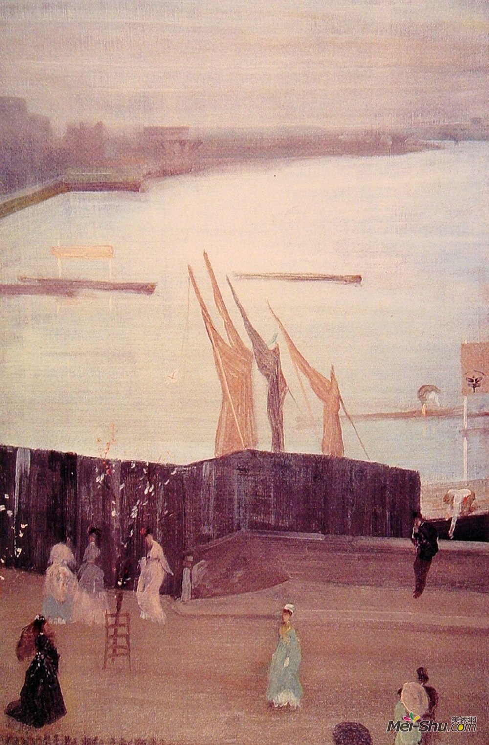 詹姆斯·阿博特·麦克尼尔·惠斯勒(James McNeill Whistler)高清作品《粉红色和灰色的变化：切尔西》