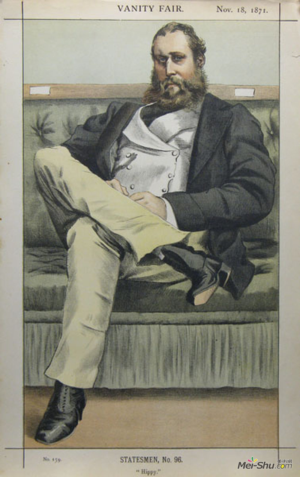 詹姆斯·天梭(James Tissot)高清作品《Caricature of Lionel Dawson Damer M.P.》