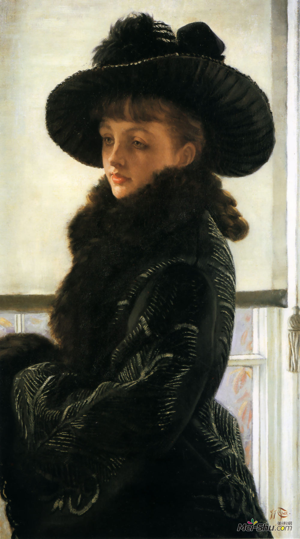 詹姆斯·天梭(James Tissot)高清作品《Mavourneen (Portrait of Kathleen Newton)》