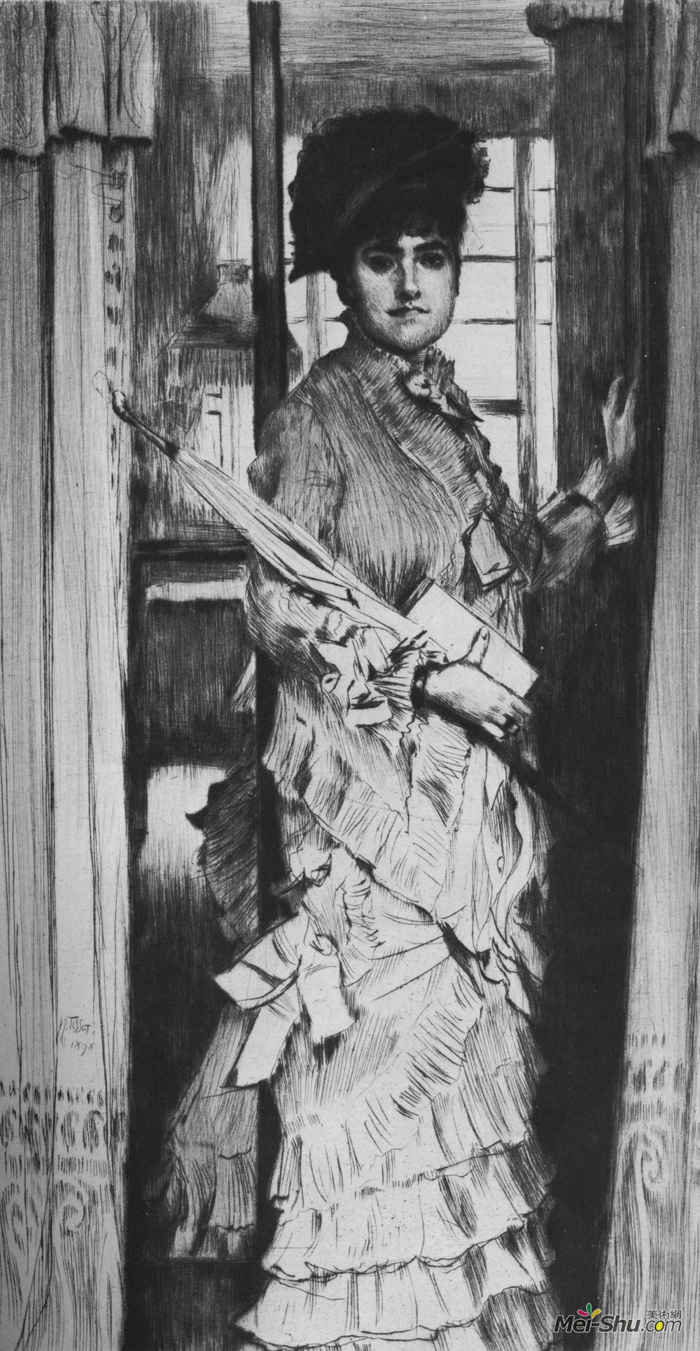 詹姆斯·天梭(James Tissot)高清作品《Portrait of Miss L.》