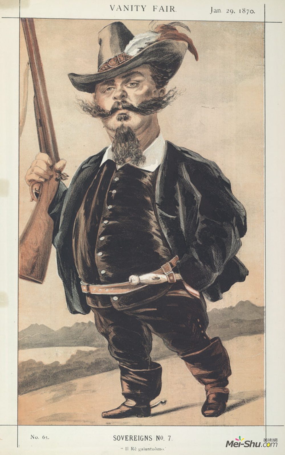 詹姆斯·天梭(James Tissot)高清作品《Sovereigns No.70 Caricature of M Victor Emmanuel II of Italy》