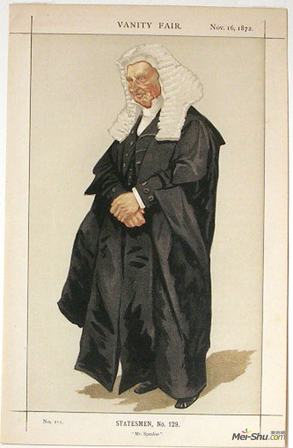 詹姆斯·天梭(James Tissot)高清作品《Statesmen No.1290 Caricature of The Rt Hon HBW Brand M.P.》