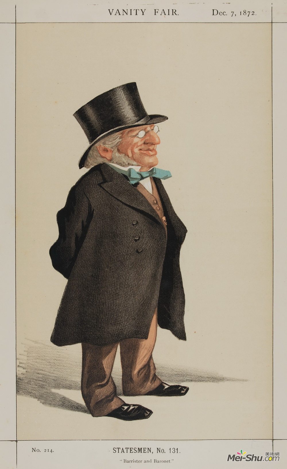 詹姆斯·天梭(James Tissot)高清作品《Statesmen No.1310 Caricature of Sir Francis Goldsmid M.P.》