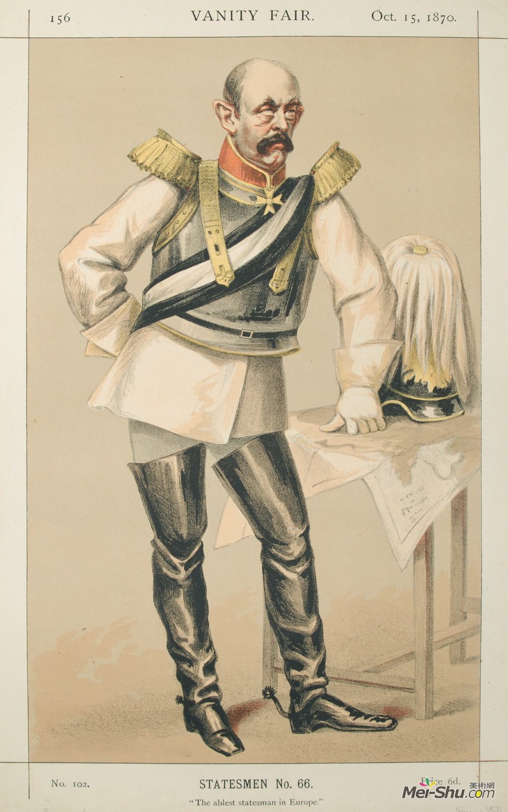 詹姆斯·天梭(James Tissot)高清作品《Statesmen No.660 Caricature of Count von Bismarck Schoenause》