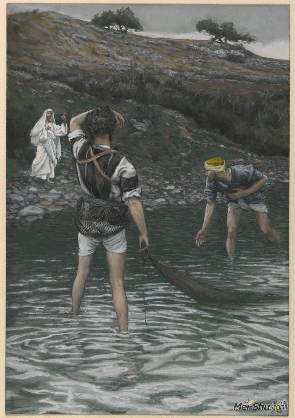 詹姆斯·天梭(James Tissot)高清作品《The Calling of Saint Peter and Saint Andrew (Vocation de Sai》