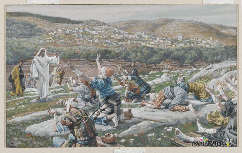 詹姆斯·天梭(James Tissot)高清作品《十个麻风病人的治愈》