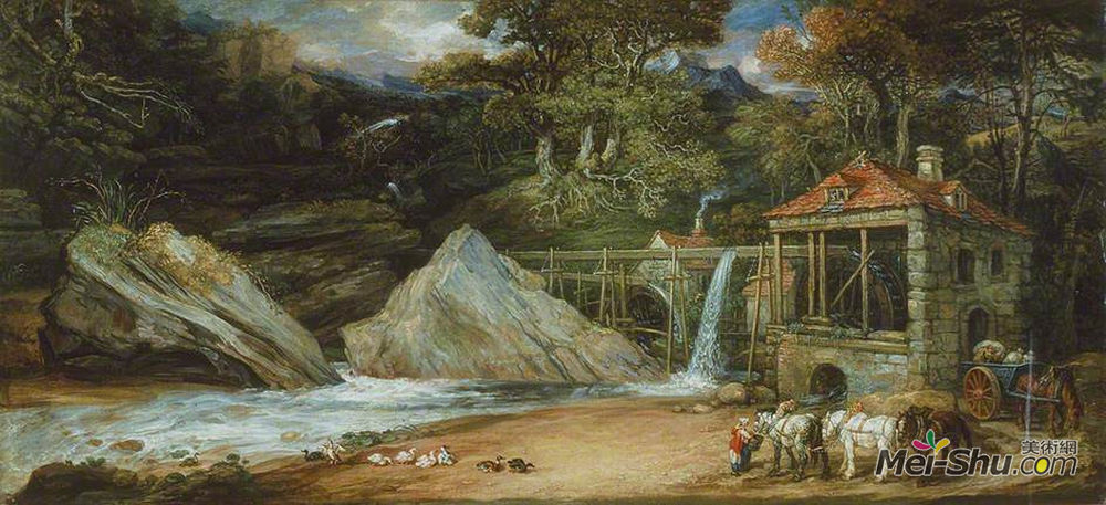 詹姆斯·沃德(James Ward)高清作品《An Overshot Mill in Wales (Aberdulais)》