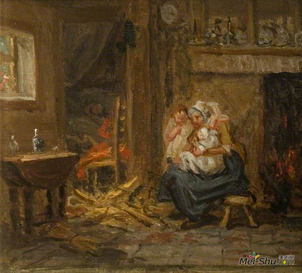 詹姆斯·沃德(James Ward)高清作品《Mary Hill, Aged 88, Seated with Children》