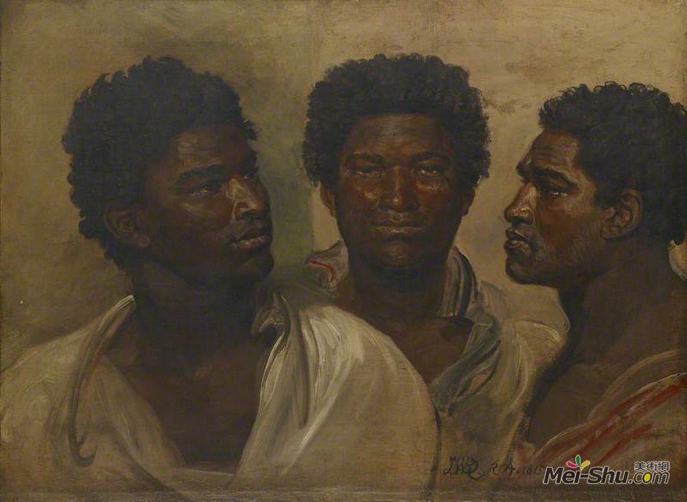 詹姆斯·沃德(James Ward)高清作品《Three Views of the Head of a Native (probably a Sakalava), M》