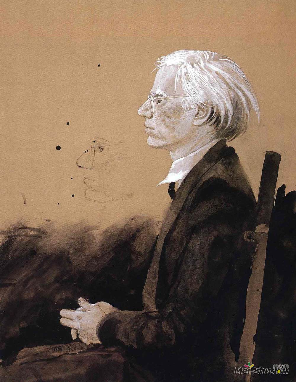 杰米·韦思(Jamie Wyeth)高清作品《安迪·沃霍尔-向左》