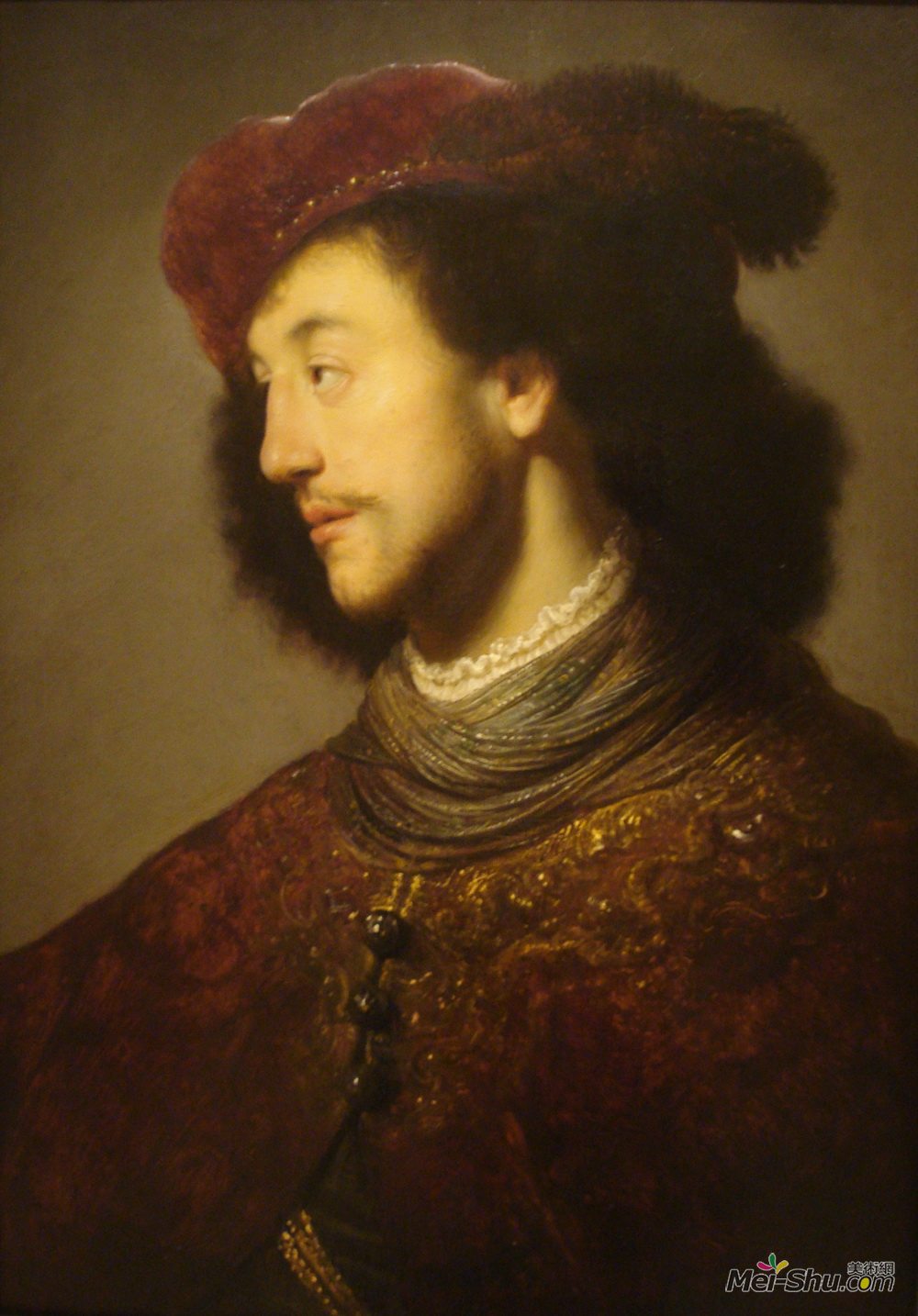扬·利文斯(Jan Lievens)高清作品《有一顶红色贝雷帽的年轻人》