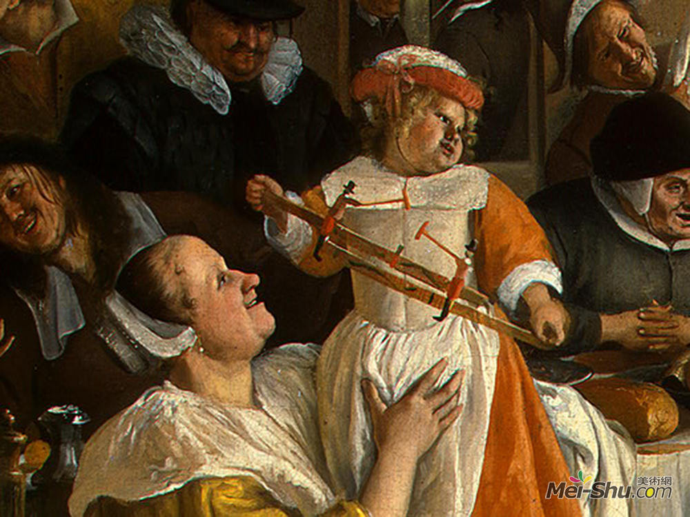 扬·斯蒂恩(Jan Steen)高清作品《舞伴（细节）》